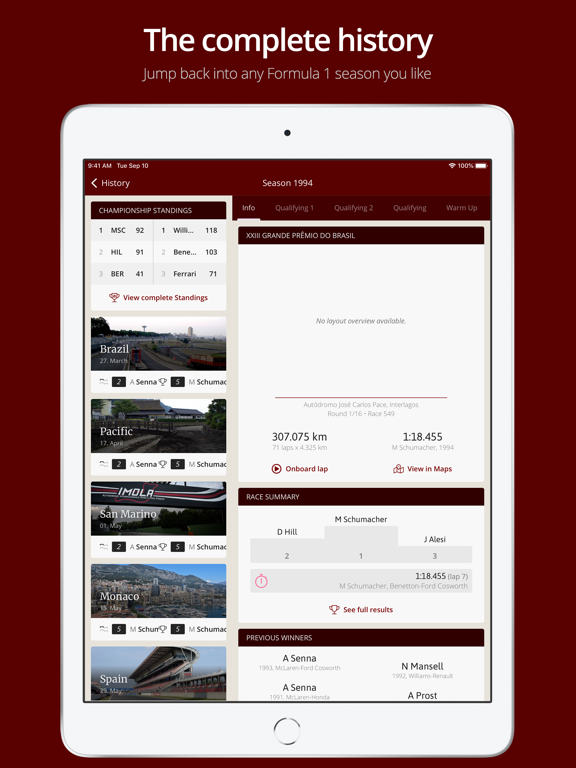 PitlaneOne iPad screenshot 5 - Sports app