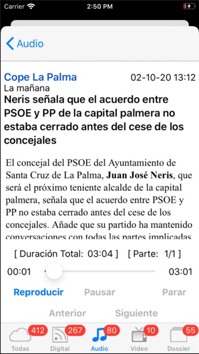 Seguimiento de medios Screenshot