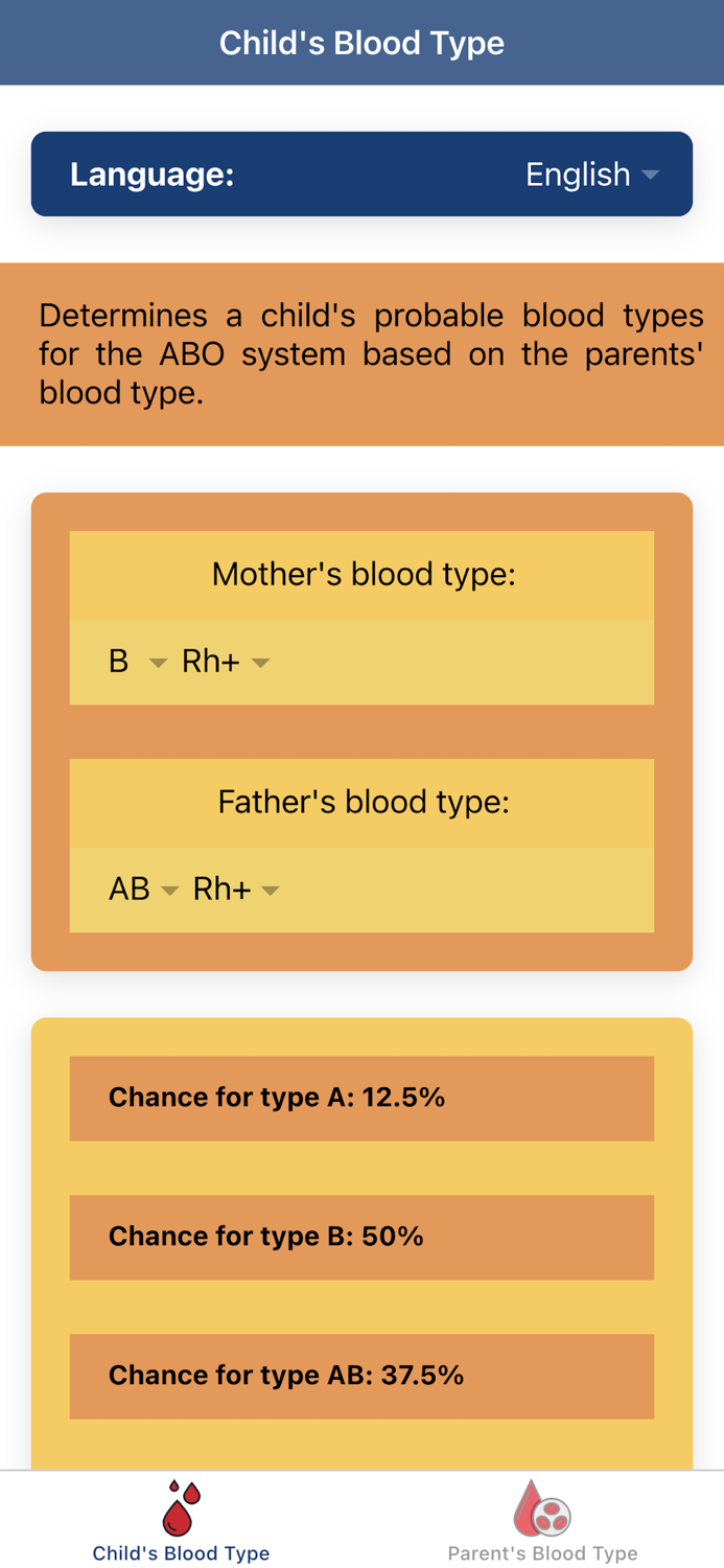 Pocket Blood Type Calculator