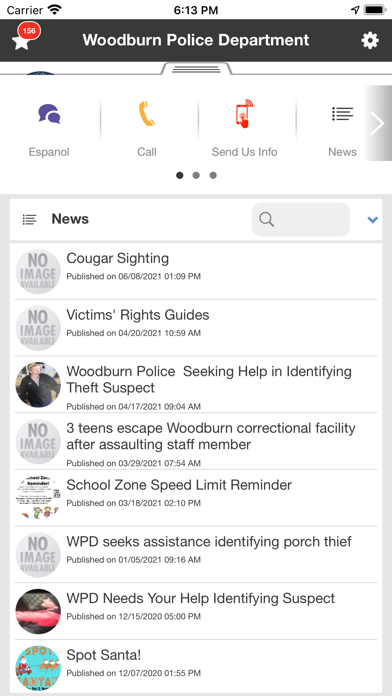 Woodburn Police Department Screenshot