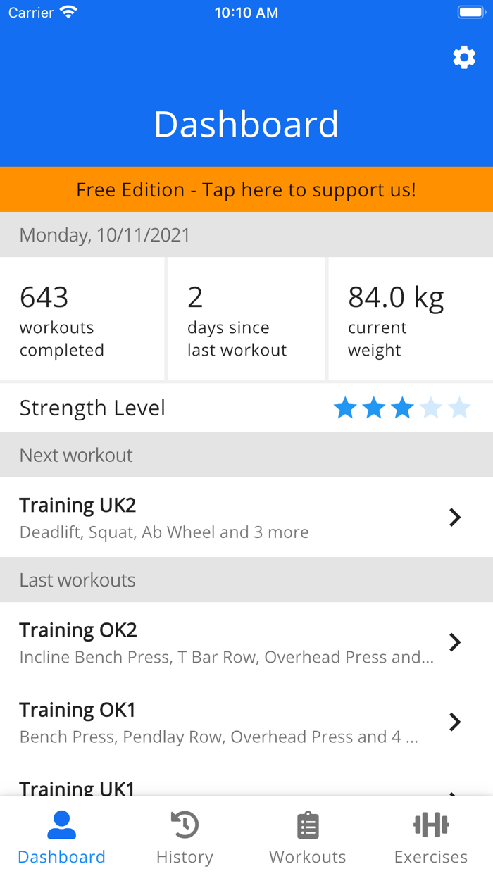 GymTime Workout Tracker