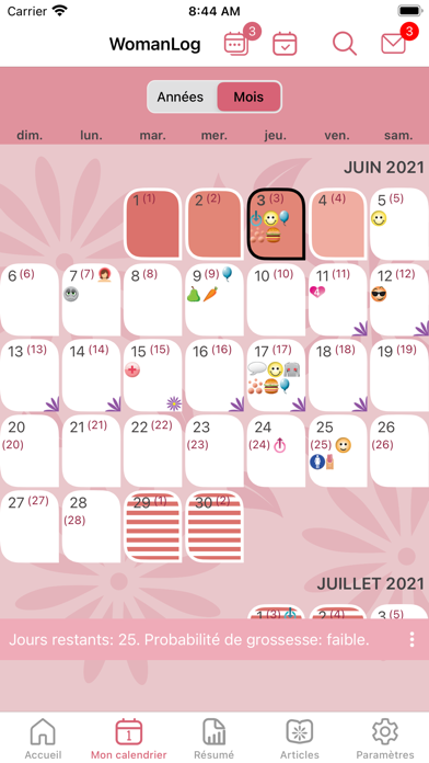 Screenshot #2 pour WomanLog Calendrier des règles