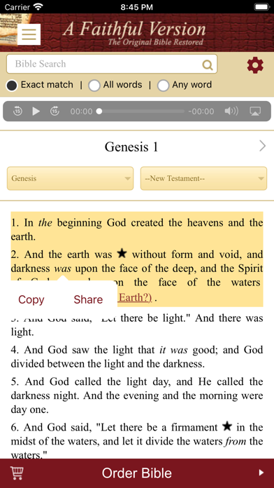 A Faithful Version Bible Screenshot