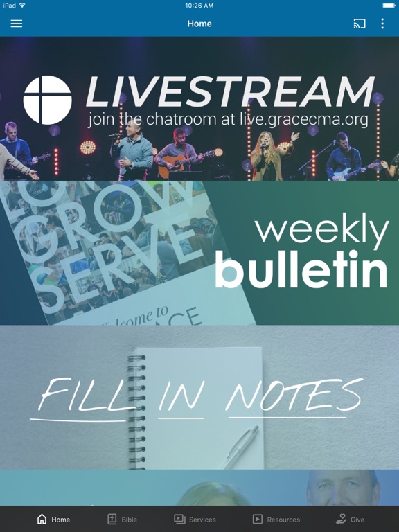 Grace CMA Church iPad screenshot 1 - Education app