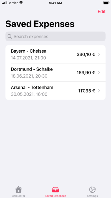 Referee Expenses Screenshot