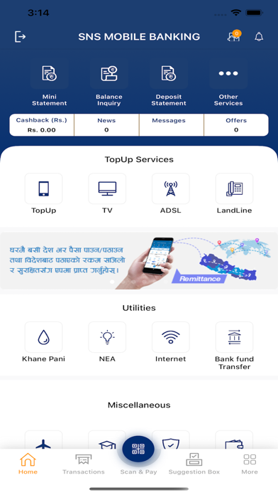 SNS Banking Screenshot