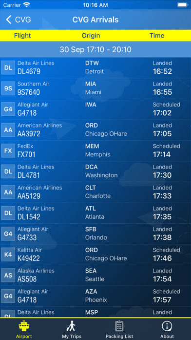 Cincinnati Airport CVG + Radar Screenshot