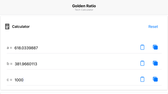 Golden Ratio Tech Calculator