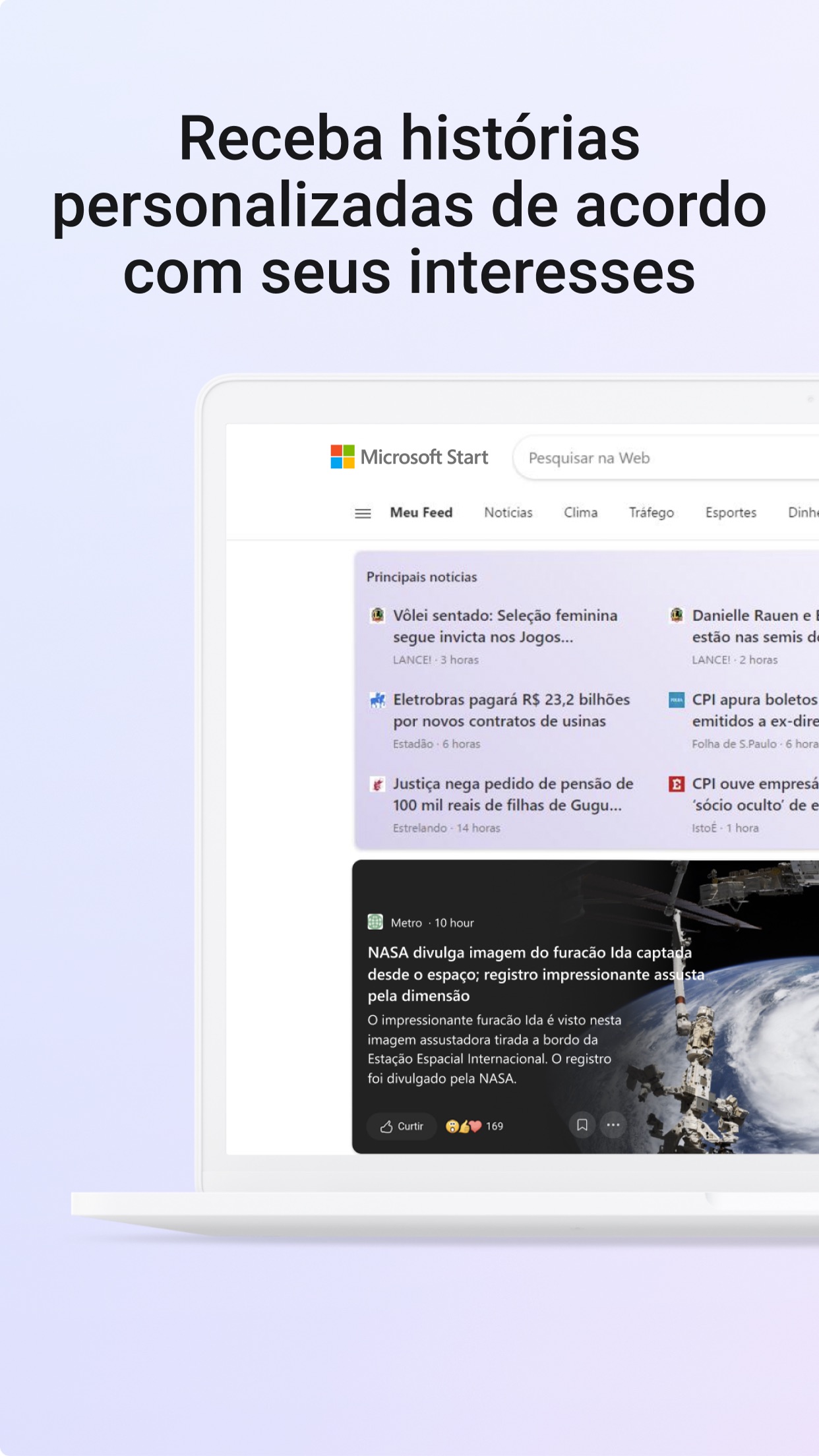 Screenshot do app Microsoft Start