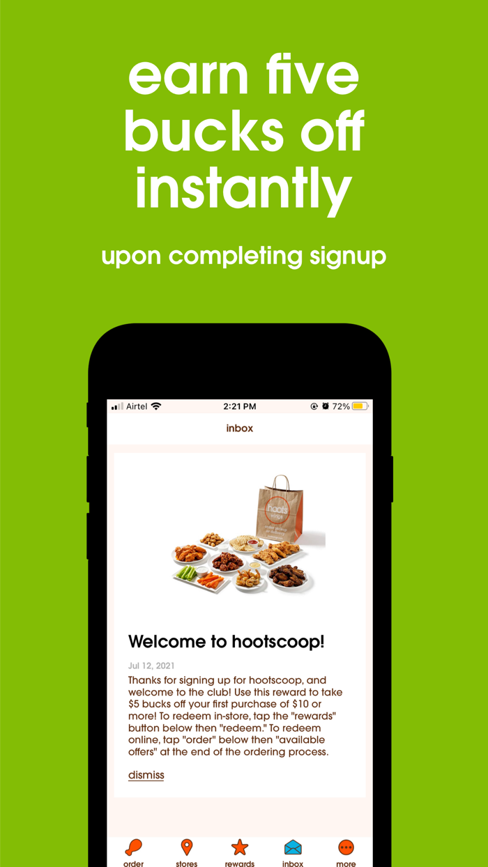 Hoots Wings Rewards and Ordering