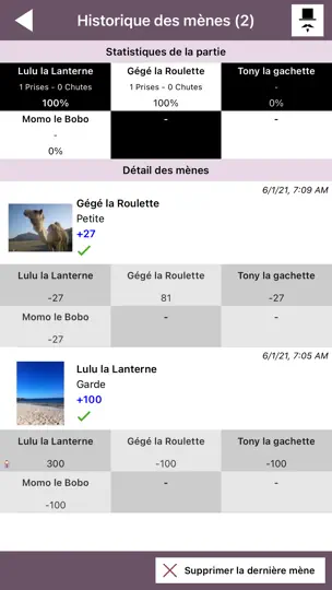 Capture d'écran de TarotScore sur iPhone 5
