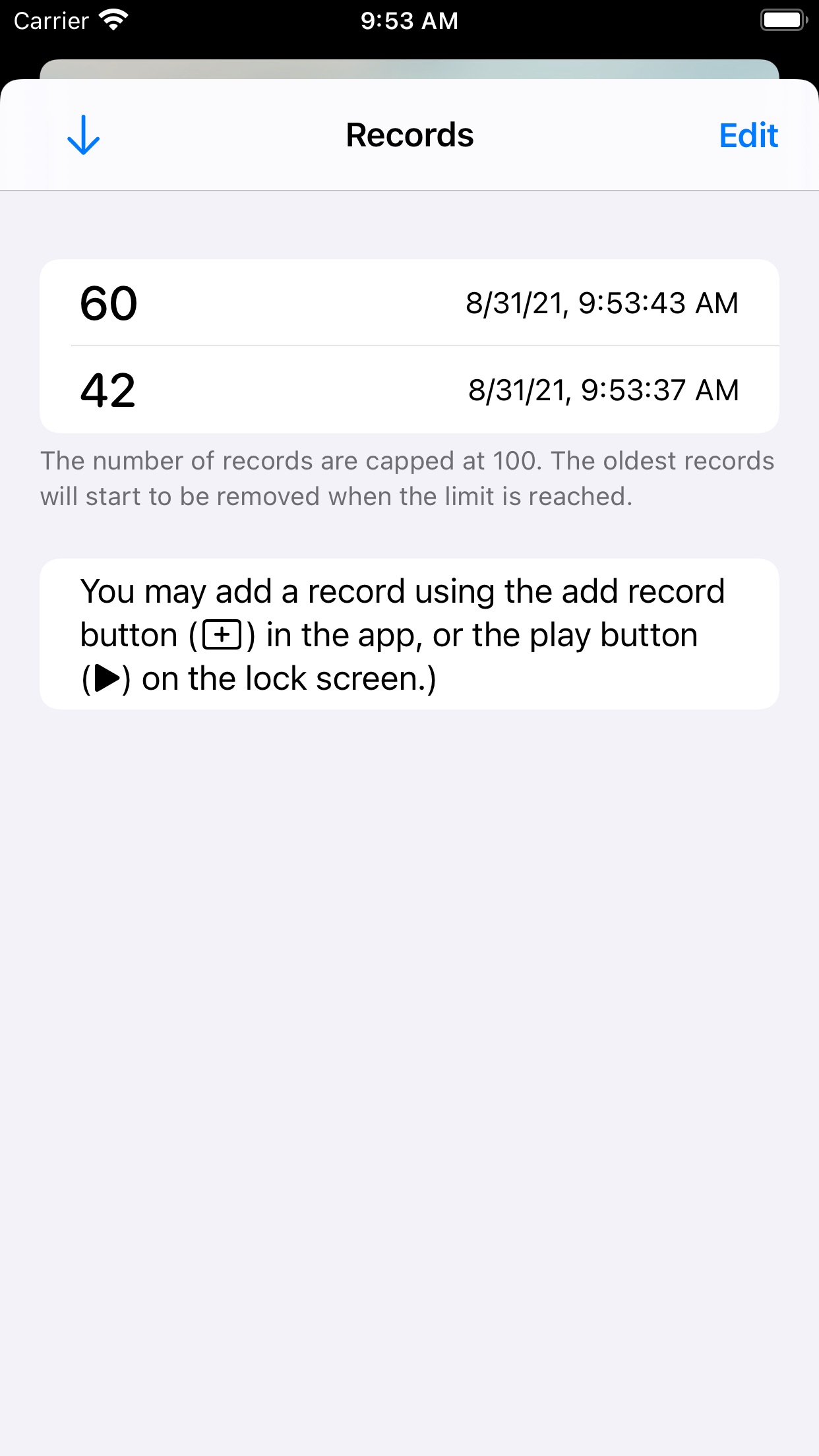 Screenshot do app Voice Counter on Lock Screen