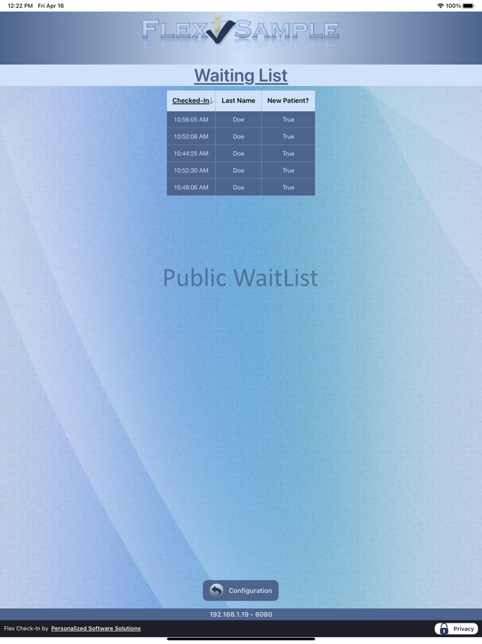 Flex Check-In WaitList