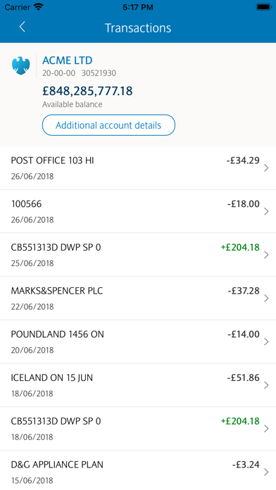 Barclays Corporate Screenshot
