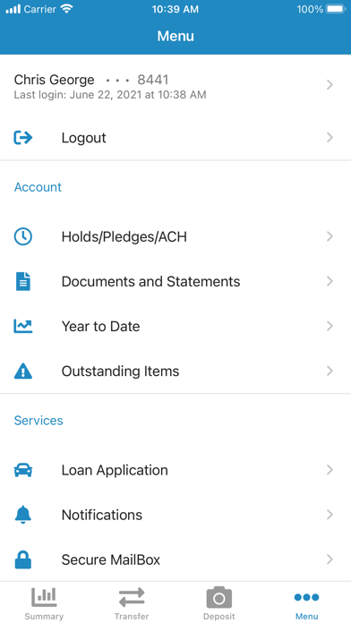 HCFCU Mobile App Screenshot