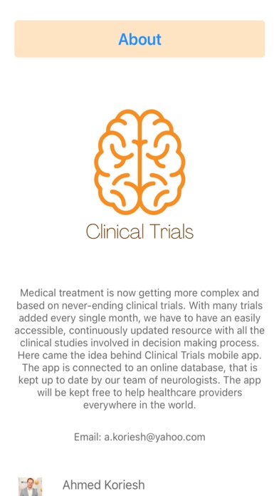 Clinical Trials App Screenshot