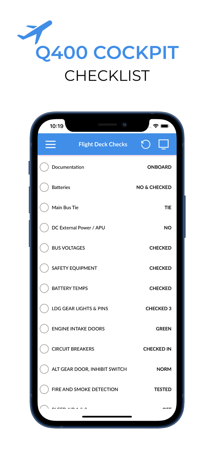 Q400 Cockpit Checklist