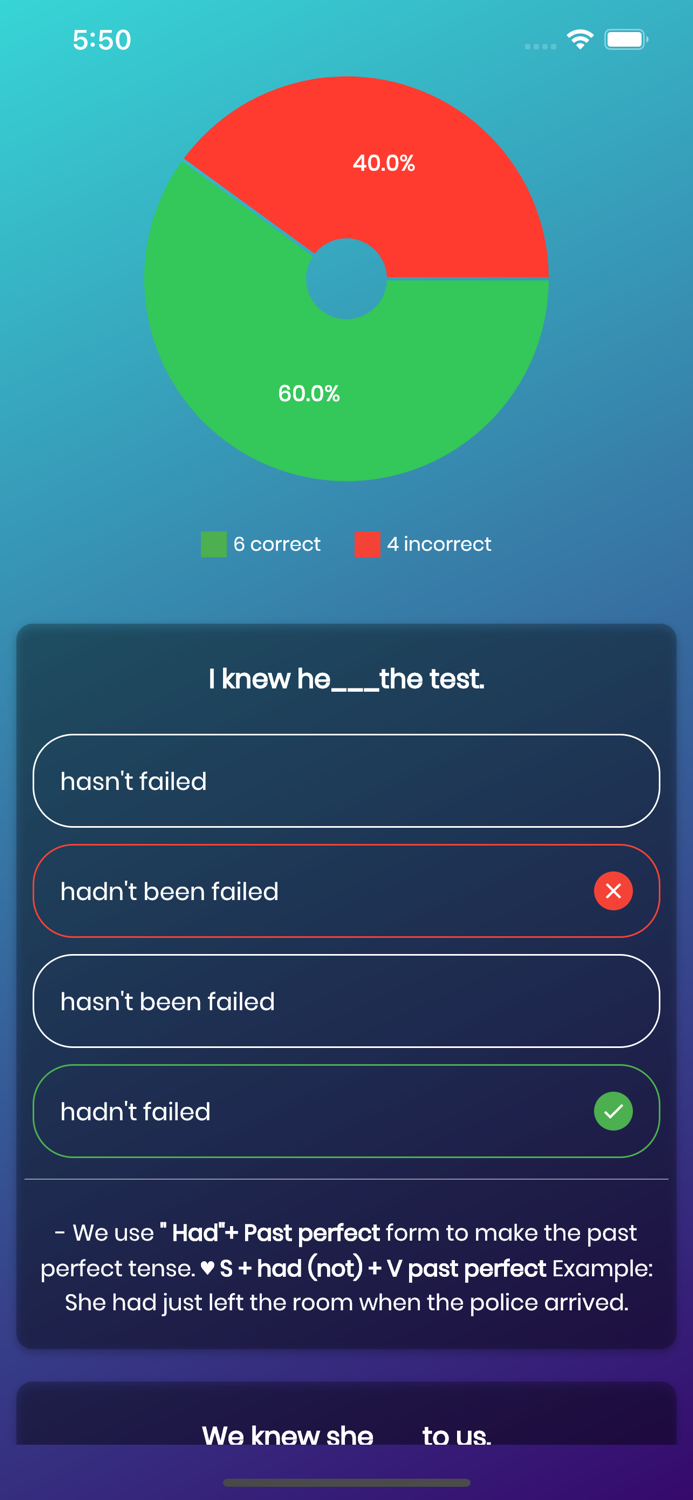 Grammar Quiz with Explanation