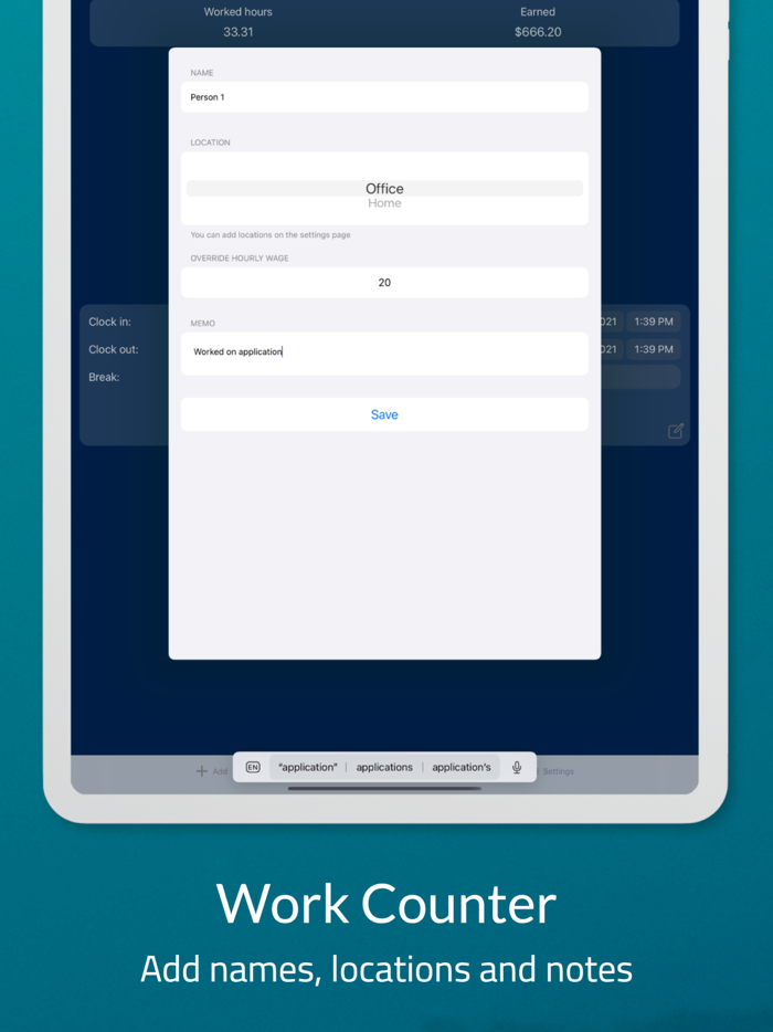 Work Counter Hours Tracker