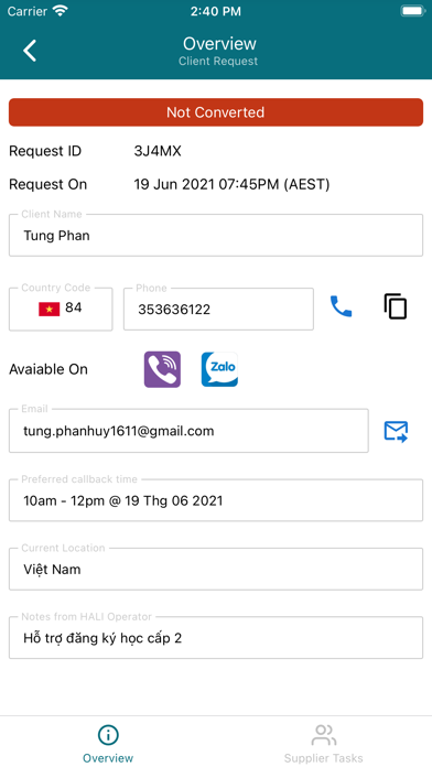 HALI Supplier Screenshot