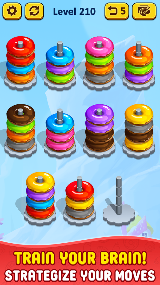 #2. Color Stack it 3d - donut sort (iOS) 来自: Bhavana Ponkiya