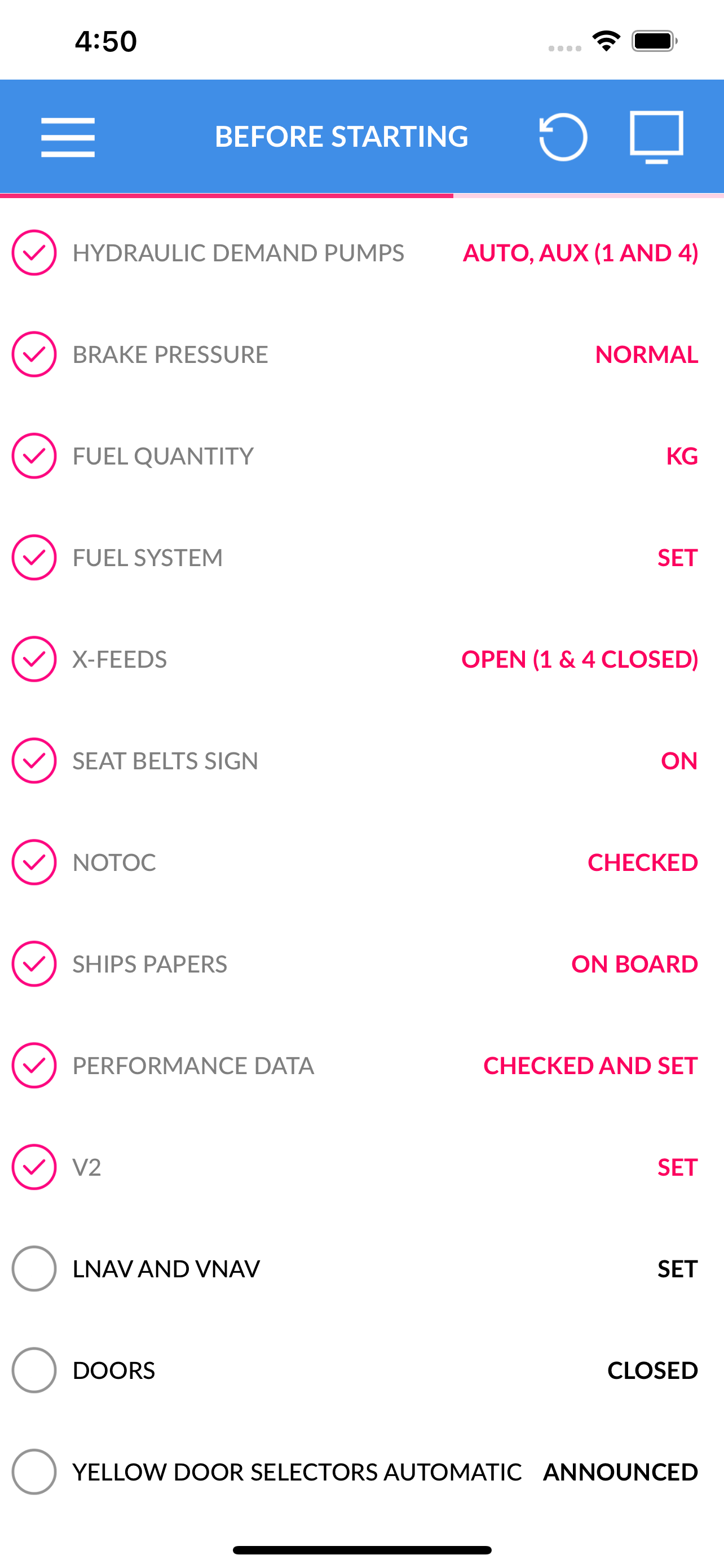 BOEING 747 400 Checklist