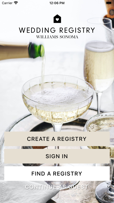 Williams Sonoma Registry Screenshot