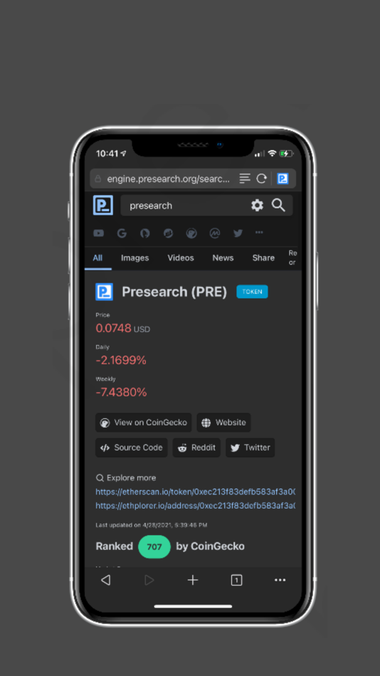 #2. Presearch Privacy Browser (iOS) By: Presearch.org Global Limited