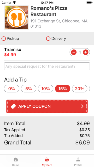 Romano's Pizza Restaurant Screenshot