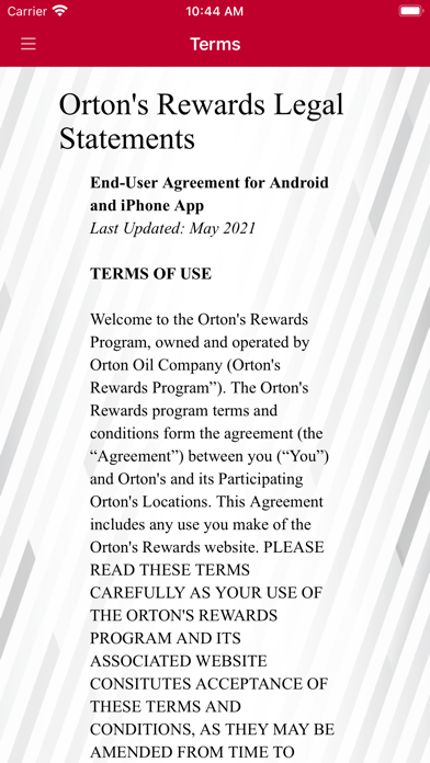 Orton's Fresh Markets Rewards Screenshot