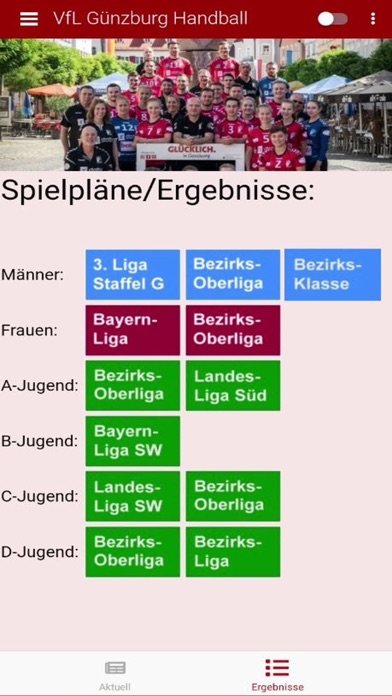 VfL Günzburg Handball Screenshot
