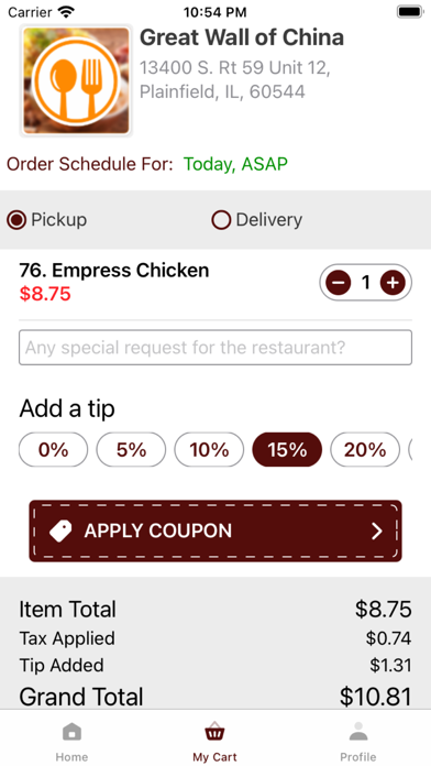 Great Wall of China-Restaurant Screenshot
