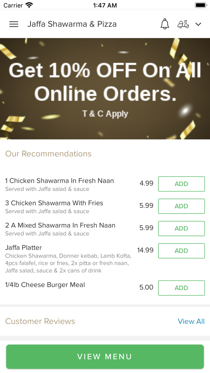 Jaffa Shawarma and Pizza