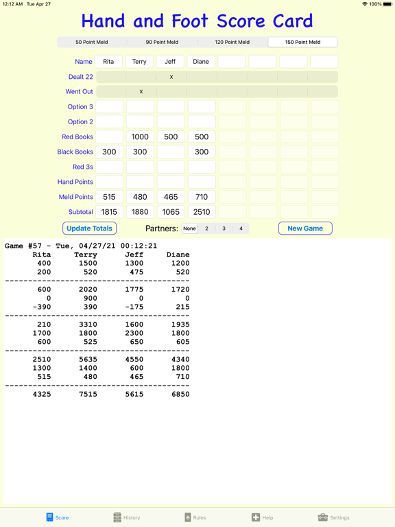 Screenshot #4 pour Hand and Foot Score Card