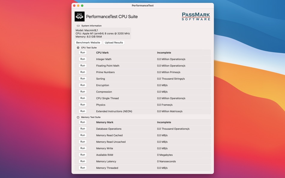 #1. PerformanceTest (macOS) Podle: PassMark Software Inc