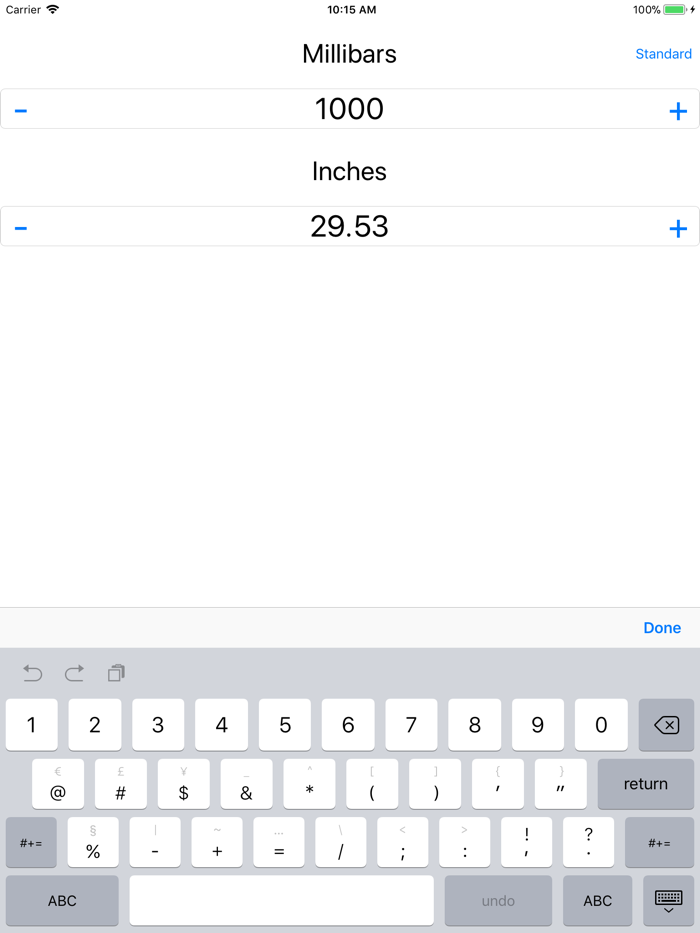 Millibar - Inches Calculator