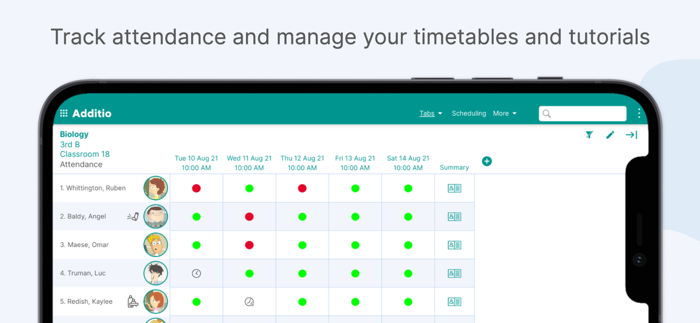 Additio App Teacher gradebook