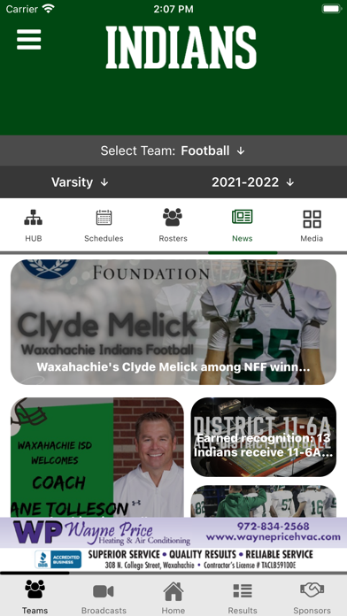 Waxahachie Indians Athletics Screenshot
