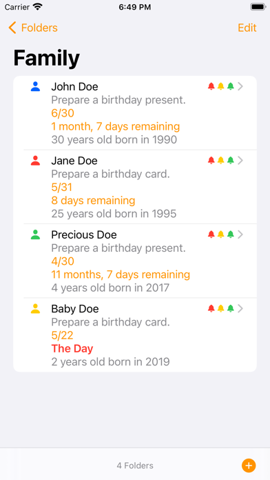 Screenshot #1 pour Birthday List - Alarm Reminder