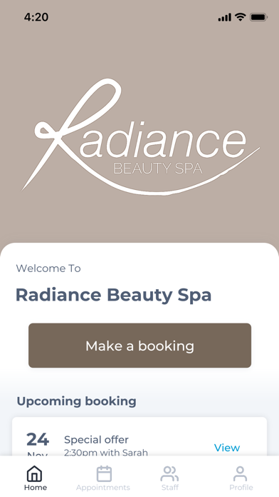 Radiance Beauty Spa Screenshot