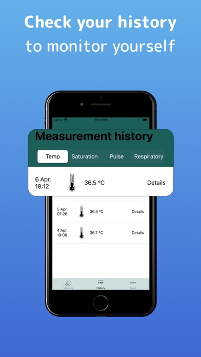 Health Measurements Screenshot