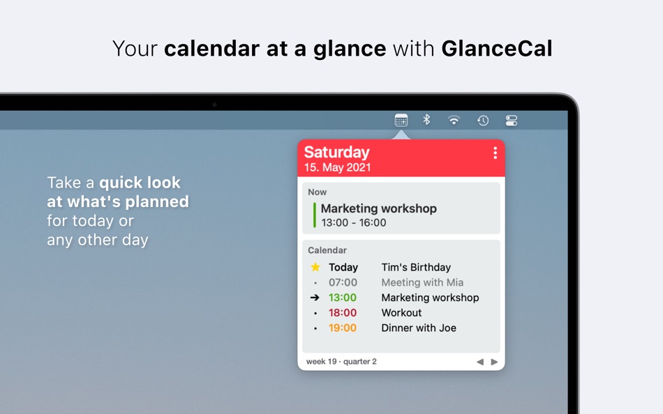 #1. GlanceCal - Menu Bar Calendar (macOS) 由: Henri Bredt