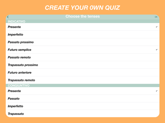 Italiaanse werkwoorden Quiz iPad app afbeelding 3