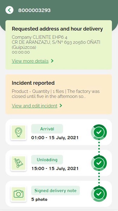 Saica Deliveries Screenshot