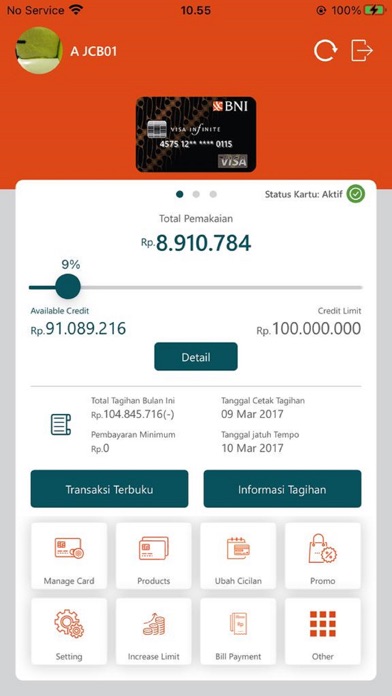 Screenshot #1 pour BNI Credit Card Mobile
