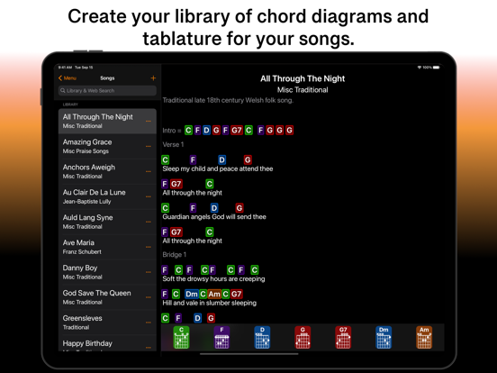 SongFolio: Chords,Tabs,Setlist iPad app afbeelding 1