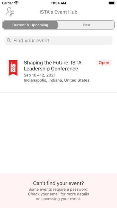 ISTA's Event Hub Screenshot