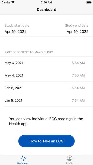 Mayo Clinic ECG Study Screenshot