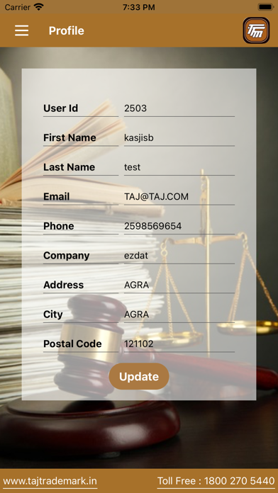 Taj Trade Mark Screenshot