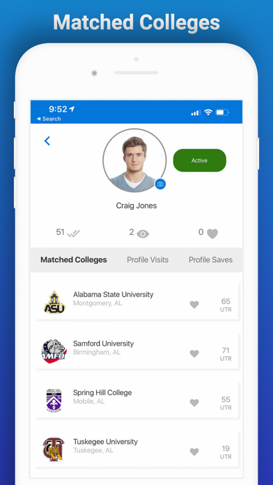 College Tennis App Screenshot